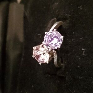 Pink and Purple Stone Sterling Silver Ring
